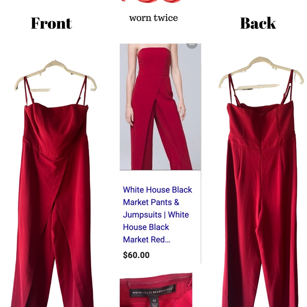 White House Black Market Red Jumpsuit Elegant and Stylish
